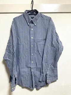 Wrinkle Free Mサイズ 青と白のストライプシャツ