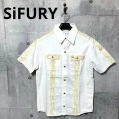 SiFURY シフリー メンズ 半袖 汚れ加工シャツ 3 ホワイト