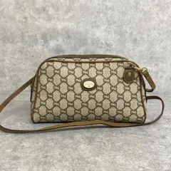 極 美品 オールドグッチ グッチプラス GG 総柄 レザー ショルダーバッグ