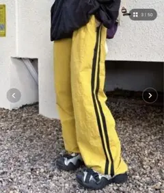 サイドラインナイロンパンツ/イエロー/新品未使用タグ付き
