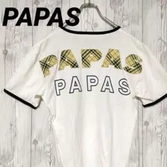 激レア！ PAPAS パパス Tシャツ リンガーT 刺繍ロゴ 白 ホワイト M