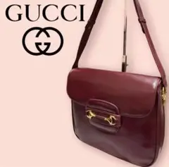 オールドグッチ GUCCI レザー ボルドーショルダーバッグ ホースビット