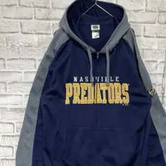 NHL ジャージ　トラックジャケット　ネイビーL ロゴ刺繍818