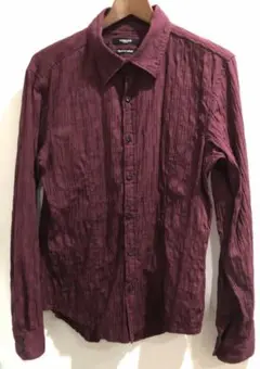 MORGAN HOMME モルガンオム シャーリング長袖シャツ　L ワインレッド