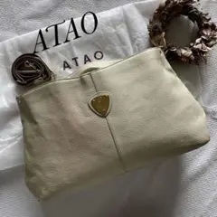 極美品✨アタオ ショルダーバッグ 2way エルヴィ A4収納 ベージュ レザー