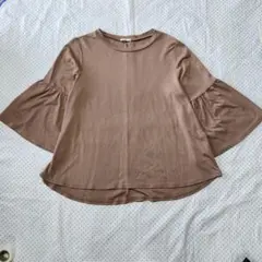 GU ブラウン フレアスリーブ Tシャツ M