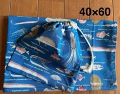 青、深海魚★給食セット★巾着＆ランチョンマット40×60★新学期