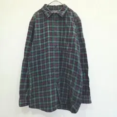 UNIQLO　ユニクロ　フランネルシャツ　チェックシャツ　L　綿100%　紫×緑