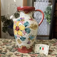イタリア製 アンティーク 水差し ハンドペイント ピッチャー 花瓶