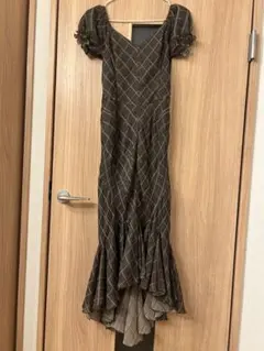 SCOTCLUB♡トレンドオフショル風ダークブラウン チェック柄 ワンピース