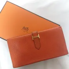 HERMES ベアン 長財布 オレンジ