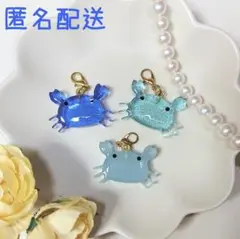 182　カニ　かに　３点セット　チャーム　レジン