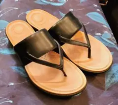 FitFlop フィットフロップサンダルスリップオンレザーブラックxタン