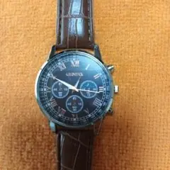 訳アリ　ブラウンレザー アナログ腕時計
