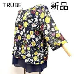 新品 ネイビー フローラルプリント チュニック サイズM〜 L