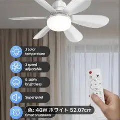 【新品未使用】シーリングファン ホワイト 40W 52.07cm