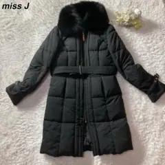 miss j ダウンコート ウエストベルト フォックスファー ブラック M相当