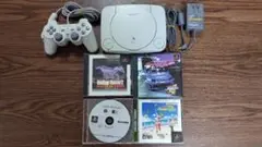 PSone本体（ジャンク扱い　テレビ接続ケーブル無し） + ゲーム4本セット