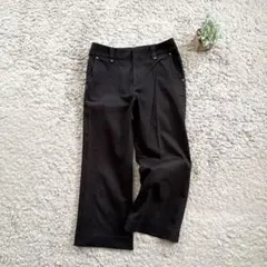 a.v.v カジュアルクロップドパンツ ストレッチ ブラック ポケット コットン