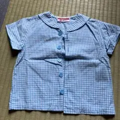 ミキハウス 水色チェック シャツ 80