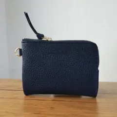 コンパクト財布 ミニ財布 財布 小銭入れ ハンドメイド 本革 新品 ネイビー
