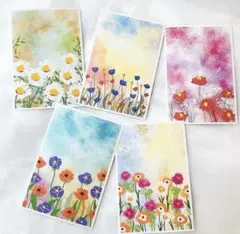 B花柄　ポストカード　5枚セット　かわいい　おしゃれ　イラスト　絵はがき　お便り