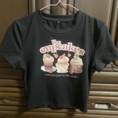 カップケーキプリントTシャツ ブラック