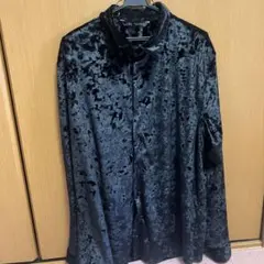 ZARA : 黒 ベルベット 長袖シャツ