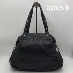 agnès b. アニエスベー 肩掛け ボストンバッグ ブラック 星型スタッズ