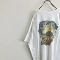 【バックプリント】HAWAIIハワイ キラウエア Tシャツ 白 L相当