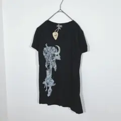 AKIHIDE BREAKERZ　VネックTシャツ　半袖　コットン　ブラック