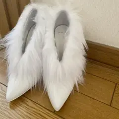 最終値下げ ショートブーツ ファー 23cm ホワイト 白 ヒール 36
