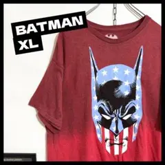 US古着/XLバットマン 星条旗 大きめ 半袖Tシャツ 映画 赤 アメコミ