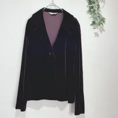 【アリスバーリー】パープル ベルベット調　テーラードジャケット　前ボタン1個