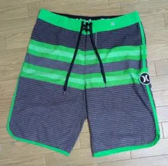 Hurley ストライプ水着 グレー/グリーン　30インチ
