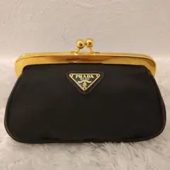 激レア!!美品✨PRADA ガマ口 ゴールド金具 三角プレート