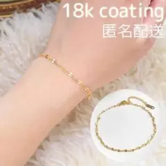 ブレスレット k18 レディース ペタルチェーン ゴールド シンプル 韓国 上品