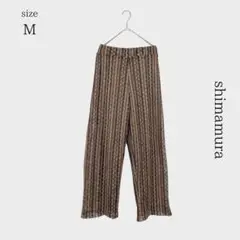【しまむら】良品* かぎ編みワイドパンツ ストライプ M