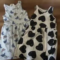 H &Ｍ　蝶とハートのノースリーブワンピース2点セット