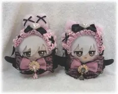 ちびぐるみ　ぬい服　うさぎ　ねこ　ピンク　黒