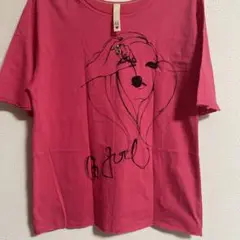 Q ピンク Tシャツ ♡女性の顔イラスト
