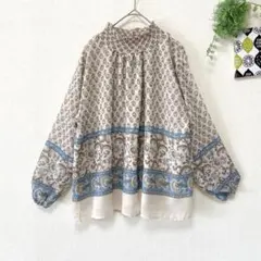 【ブローディア】 総柄シフォンブラウス サイズ40 北欧風 大人可愛い