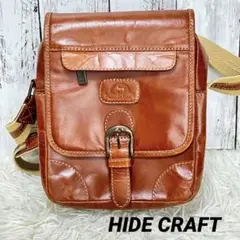 【HIDE CRAFT】ショルダーバッグ　ブラウン　レザー　バッファローロゴ