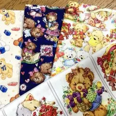 生地　輸入生地　くま柄　３枚+パネル