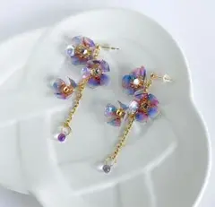 茜空の花ピアス※イヤリング変更可