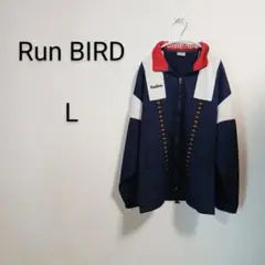 S593 ミズノ MIZUNO Run Bird ジャージ L ネイビー/レッド