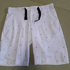 ホワイト 小鳥プリント ゴルフパンツ