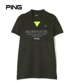 ○★新品未使用　PING　ストレッチメッシュ　ハイネックカットソー　S　ブラック