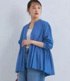 グリーンレーベルリラクシング　結論シリーズ　ブルー　全方位映えブラウス