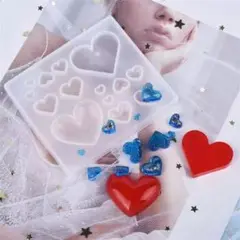 匿名配送♡シリコンモールド☆ぷっくりハートフラットハート